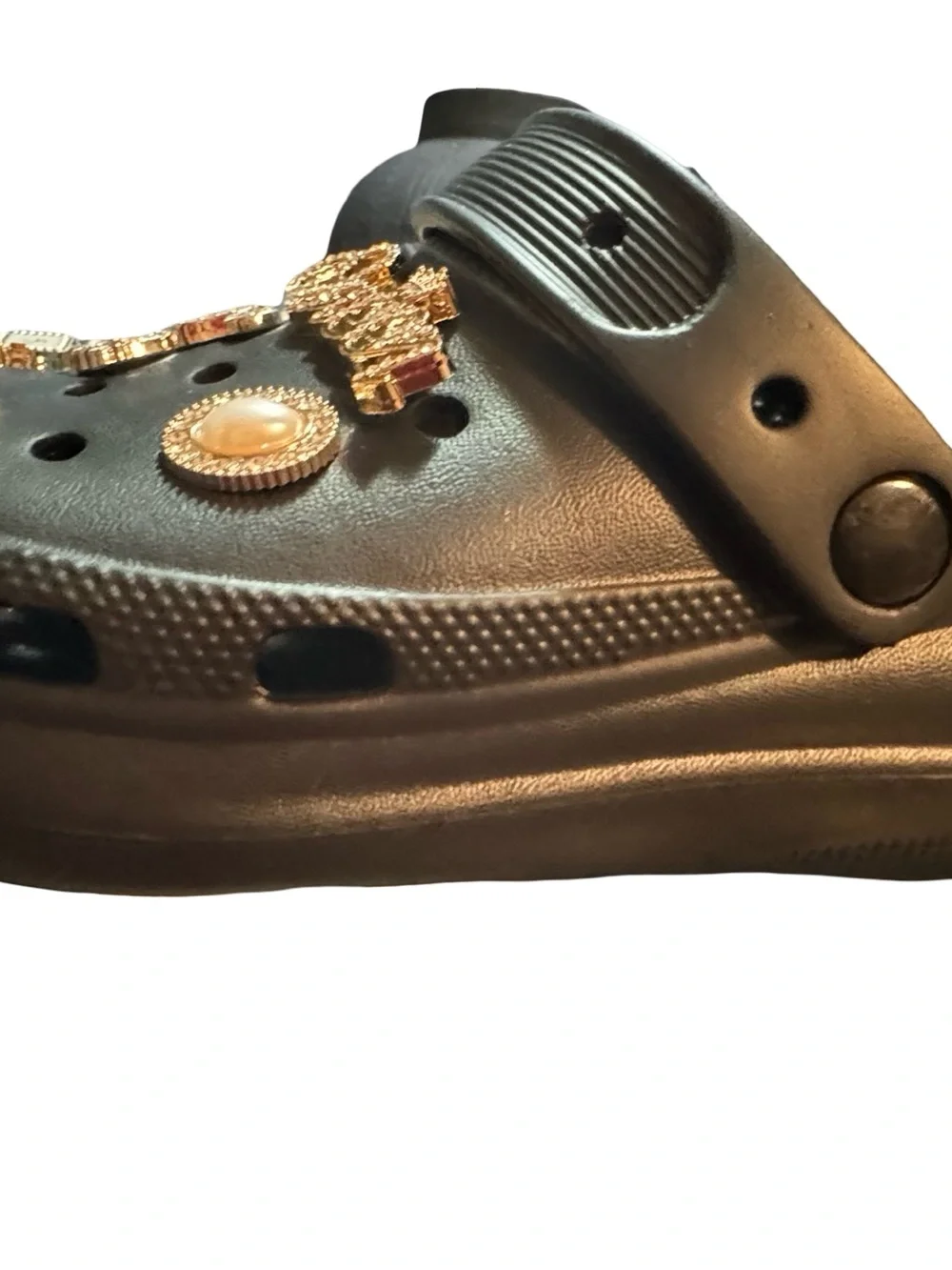 Burberry Black woman Sandal Clogs with Gold-Tone Jewel Charms